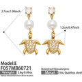 E - White Zircon Sea Turtle - Gold / Earrings