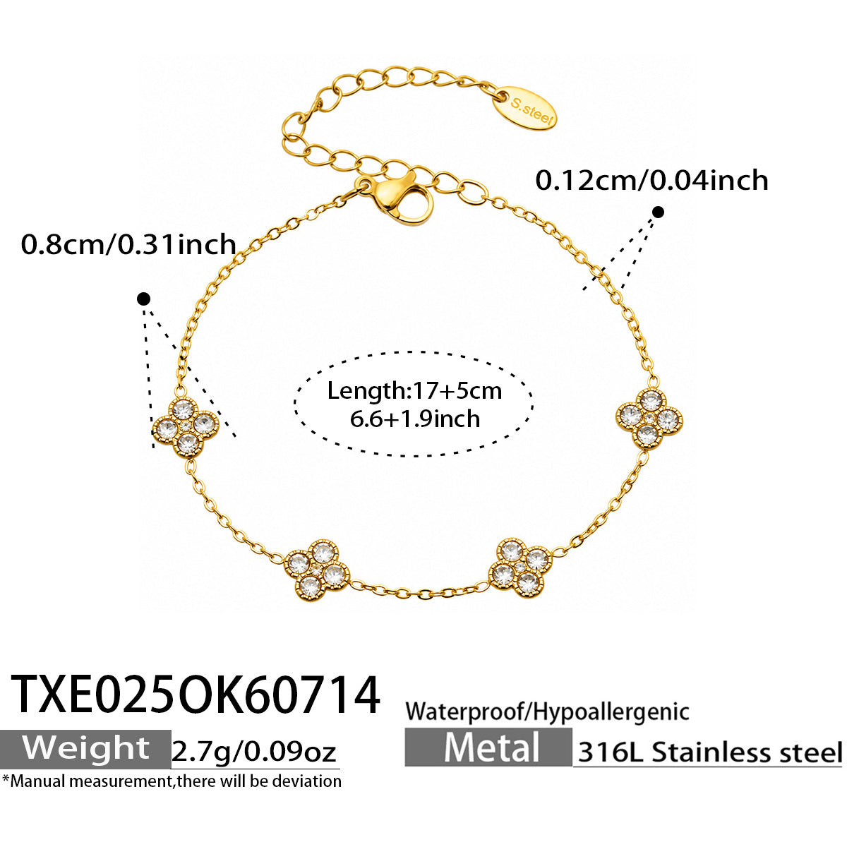 316L Stainless Steel 18K PVD Gold Clover Zircon Necklace and Bracelet Collection made with 316L stainless steel and 18K PVD gold finish for wholesale jewelry buyers - image 27
