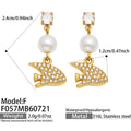 F - White Zircon Stingray - Gold / Earrings