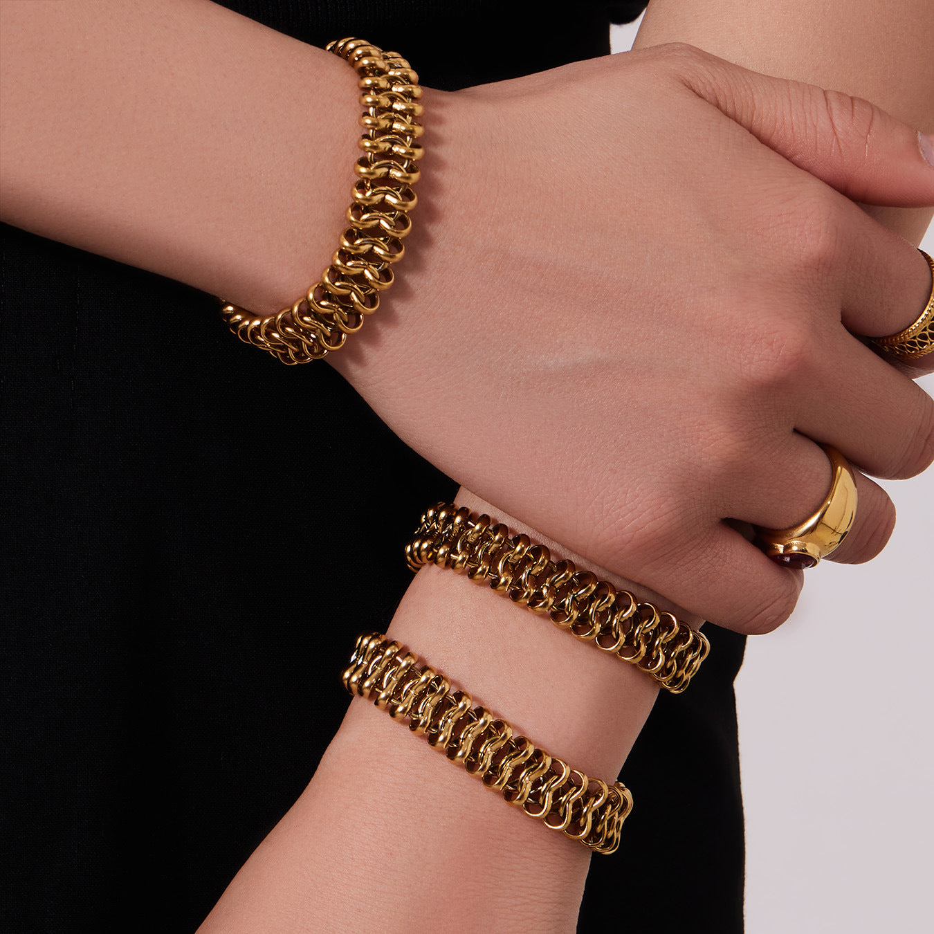316L Stainless Steel Fashion Stackable Chunky Cuban Link Chain Bracelet - Image 29