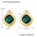 Earrings / Gold Dark Green CZ
