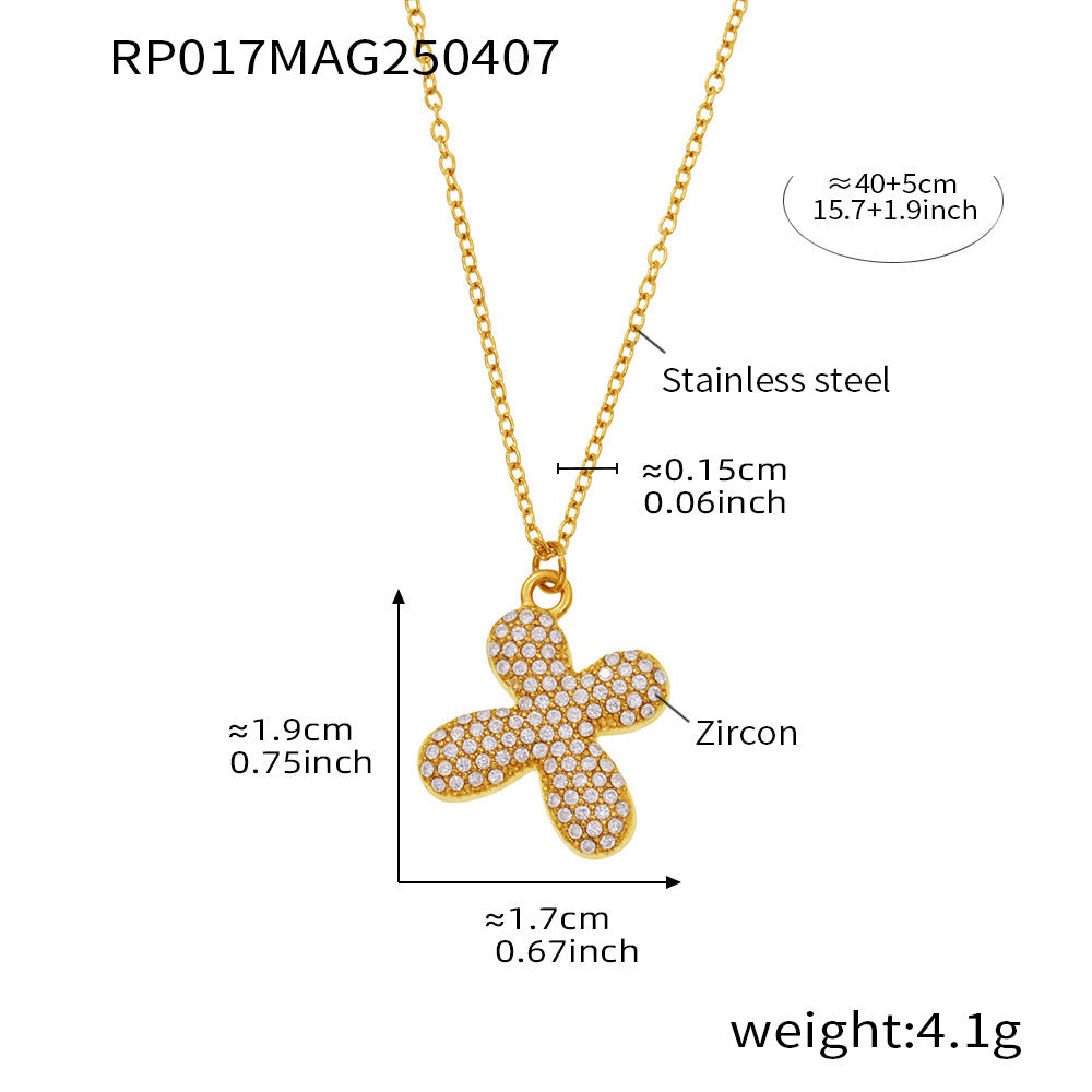 Gold letter X initial necklace size card in 316L stainless steel by Miduoduo Jewelry for personalized jewelry buyers