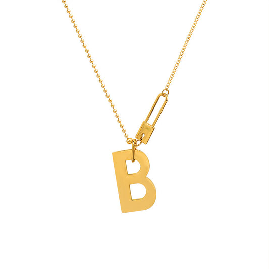 B Letter Lock Necklace in Gold Color
