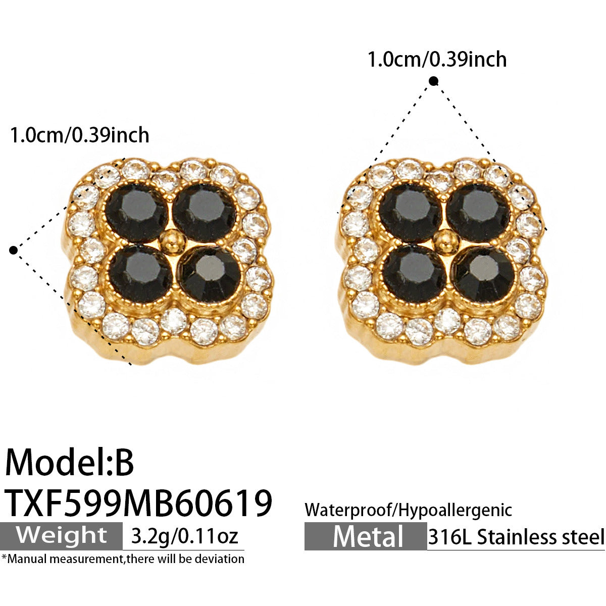 316L Stainless Steel 18K Gold PVD Full Zircon Four Leaf Clover Jewelry Set - Four Leaf Clover Full Zircon Luxury Gold Jewelry Colorful Zircon Necklace Bracelet Earrings Wholesale Stainless Steel Jewelry - Sensitive Skin Friendly - Detail 30