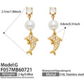 G - White Zircon Dolphin - Gold / Earrings