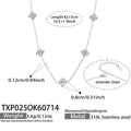 Necklace / White Zircon Steel Tone / 5cm