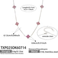 Necklace / Pink Zircon Steel Tone / 5cm