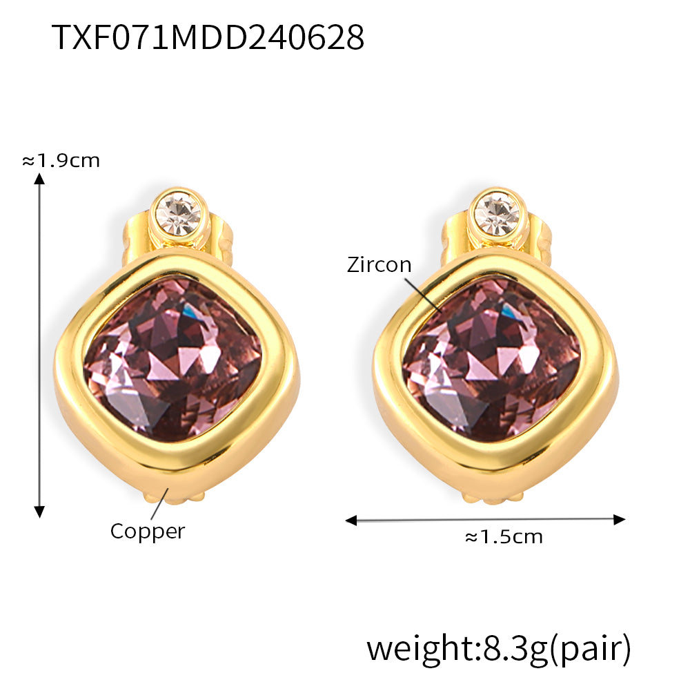 316L Stainless Steel 18K PVD Gold Colorful Zircon Earrings and Necklace Collection made with 316L stainless steel and 18K PVD gold finish for wholesale jewelry buyers - image 34