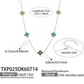Necklace / Green Zircon Steel Tone / 5cm
