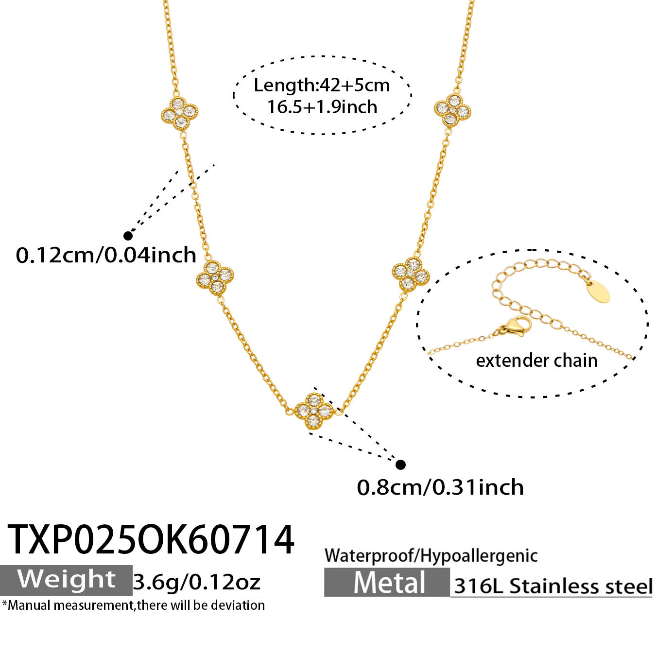 316L Stainless Steel 18K PVD Gold Clover Zircon Necklace and Bracelet Collection made with 316L stainless steel and 18K PVD gold finish for wholesale jewelry buyers - image 37