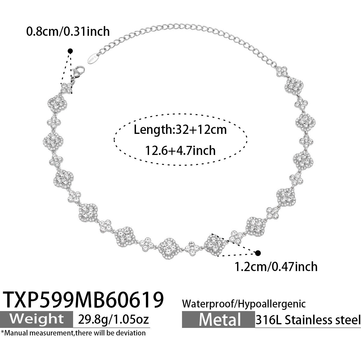 316L Stainless Steel 18K Gold PVD Full Zircon Four Leaf Clover Jewelry Set - Four Leaf Clover Full Zircon Luxury Gold Jewelry Colorful Zircon Necklace Bracelet Earrings Wholesale Stainless Steel Jewelry - Sensitive Skin Friendly - Detail 37