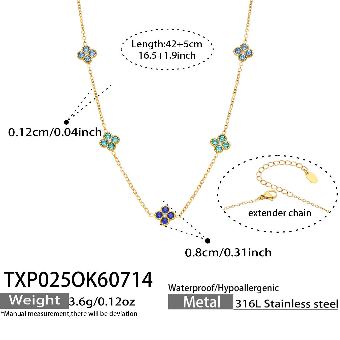 316L Stainless Steel 18K PVD Gold Clover Zircon Necklace and Bracelet Collection made with 316L stainless steel and 18K PVD gold finish for wholesale jewelry buyers - image 39