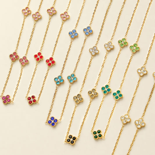 316L Stainless Steel 18K PVD Gold Clover Zircon Necklace and Bracelet Collection made with 316L stainless steel and 18K PVD gold finish for wholesale jewelry buyers - image 3
