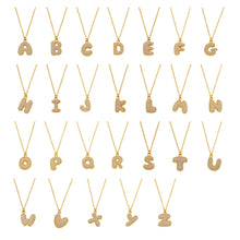 Gold A-Z initial letter necklace collection in 316L stainless steel by Miduoduo Jewelry for personalized jewelry displays