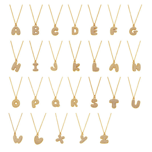 Gold A-Z initial letter necklace collection in 316L stainless steel by Miduoduo Jewelry for personalized jewelry displays