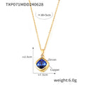 Necklace / Gold Aquamarine CZ