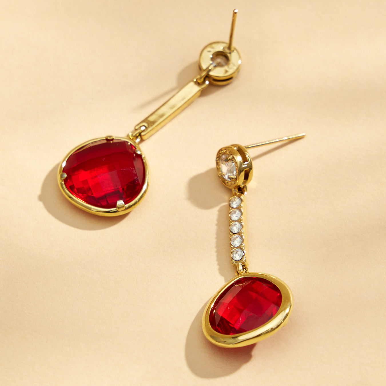 316L Stainless Steel 18K PVD Gold Colorful Glass Stone Earrings made with 316L stainless steel and 18K PVD gold finish for wholesale jewelry buyers - image 5