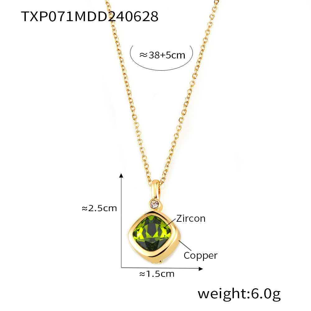 316L Stainless Steel 18K PVD Gold Colorful Zircon Earrings and Necklace Collection made with 316L stainless steel and 18K PVD gold finish for wholesale jewelry buyers - image 5
