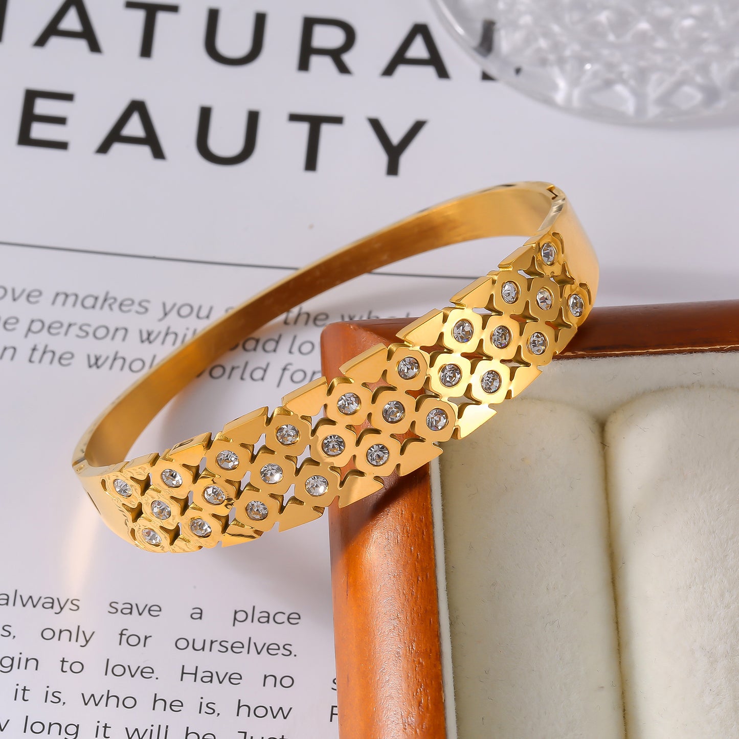 316L Stainless Steel 18K PVD Gold Geometric Bangle made with 316L stainless steel and 18K PVD gold finish for wholesale jewelry buyers - image 5