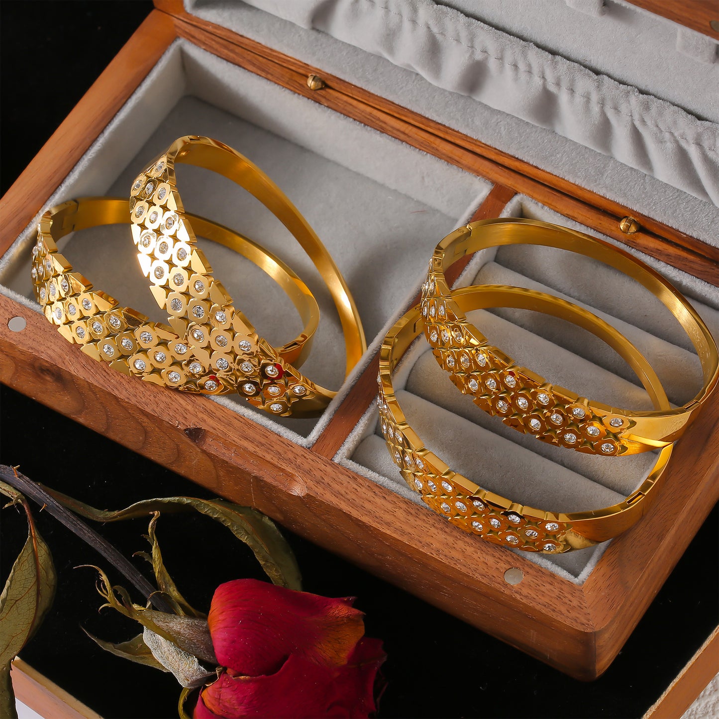 316L Stainless Steel 18K PVD Gold Geometric Bangle made with 316L stainless steel and 18K PVD gold finish for wholesale jewelry buyers - image 6