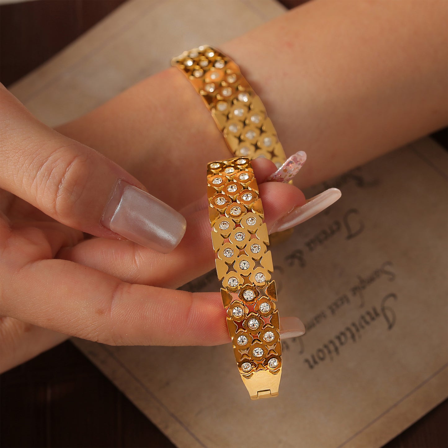 316L Stainless Steel 18K PVD Gold Geometric Bangle made with 316L stainless steel and 18K PVD gold finish for wholesale jewelry buyers - image 7