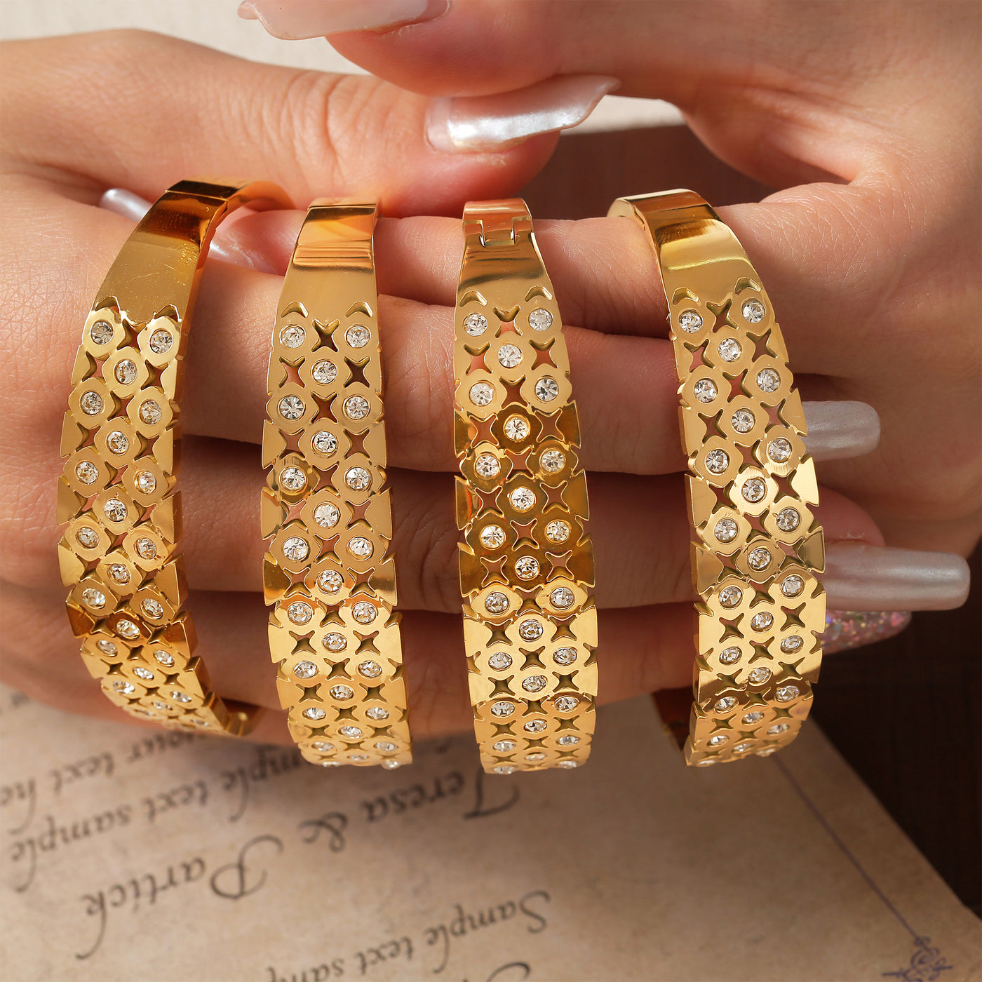 316L Stainless Steel 18K PVD Gold Geometric Bangle made with 316L stainless steel and 18K PVD gold finish for wholesale jewelry buyers - image 8
