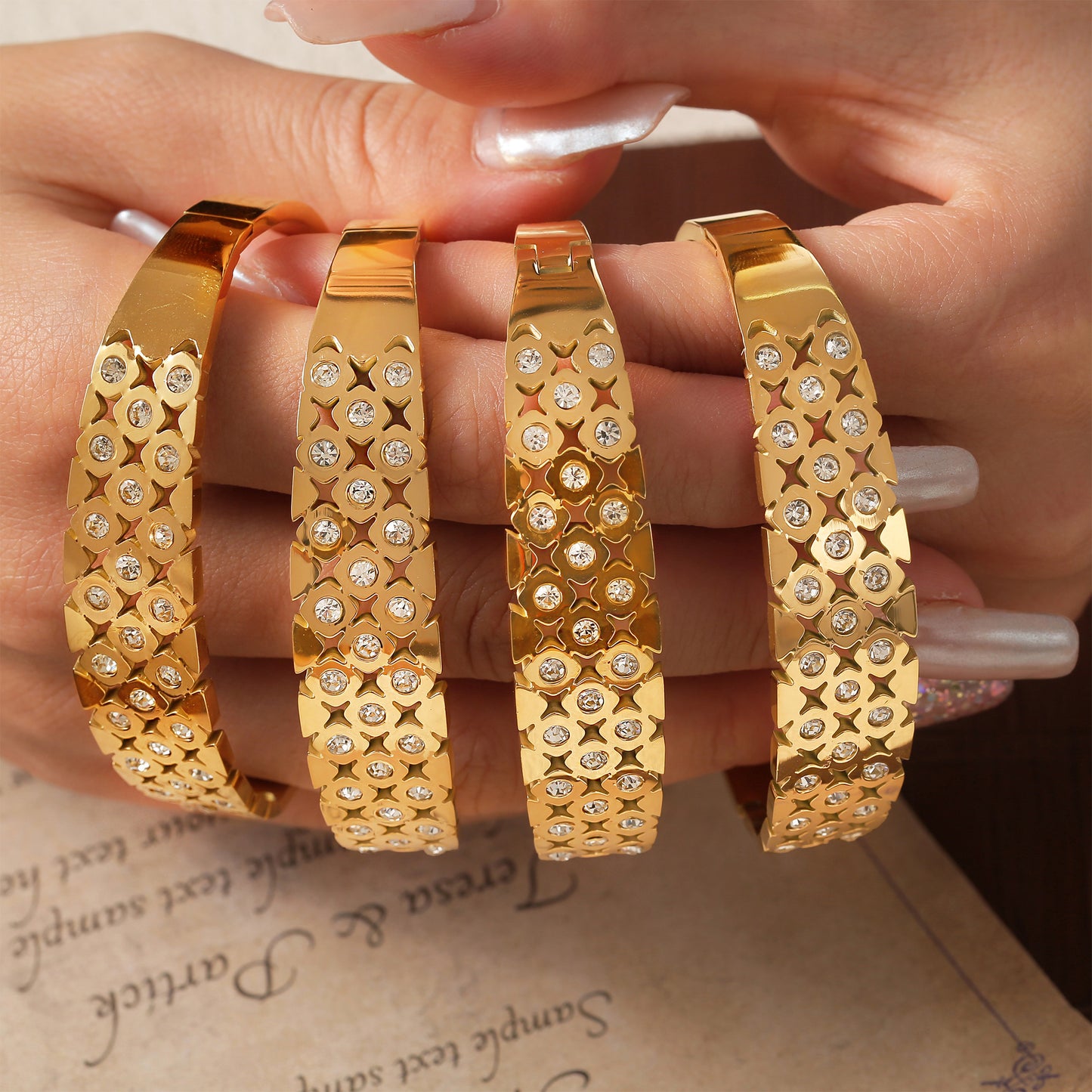 316L Stainless Steel 18K PVD Gold Geometric Bangle made with 316L stainless steel and 18K PVD gold finish for wholesale jewelry buyers - image 8