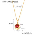 Necklace / Gold Red CZ