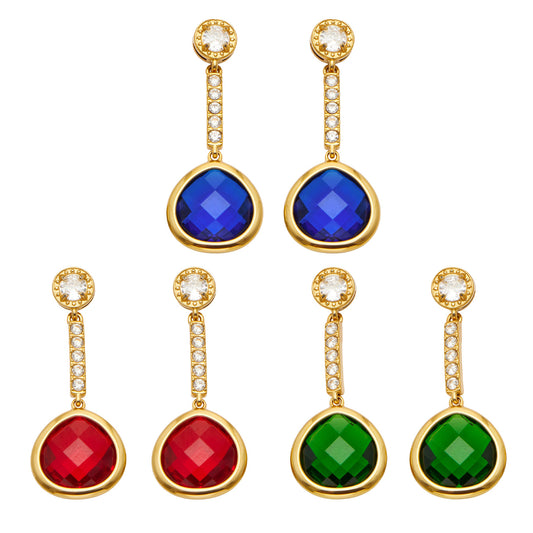 316L Stainless Steel 18K PVD Gold Colorful Glass Stone Earrings made with 316L stainless steel and 18K PVD gold finish for wholesale jewelry buyers - image 8