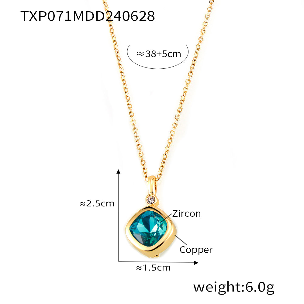 316L Stainless Steel 18K PVD Gold Colorful Zircon Earrings and Necklace Collection made with 316L stainless steel and 18K PVD gold finish for wholesale jewelry buyers - image 9