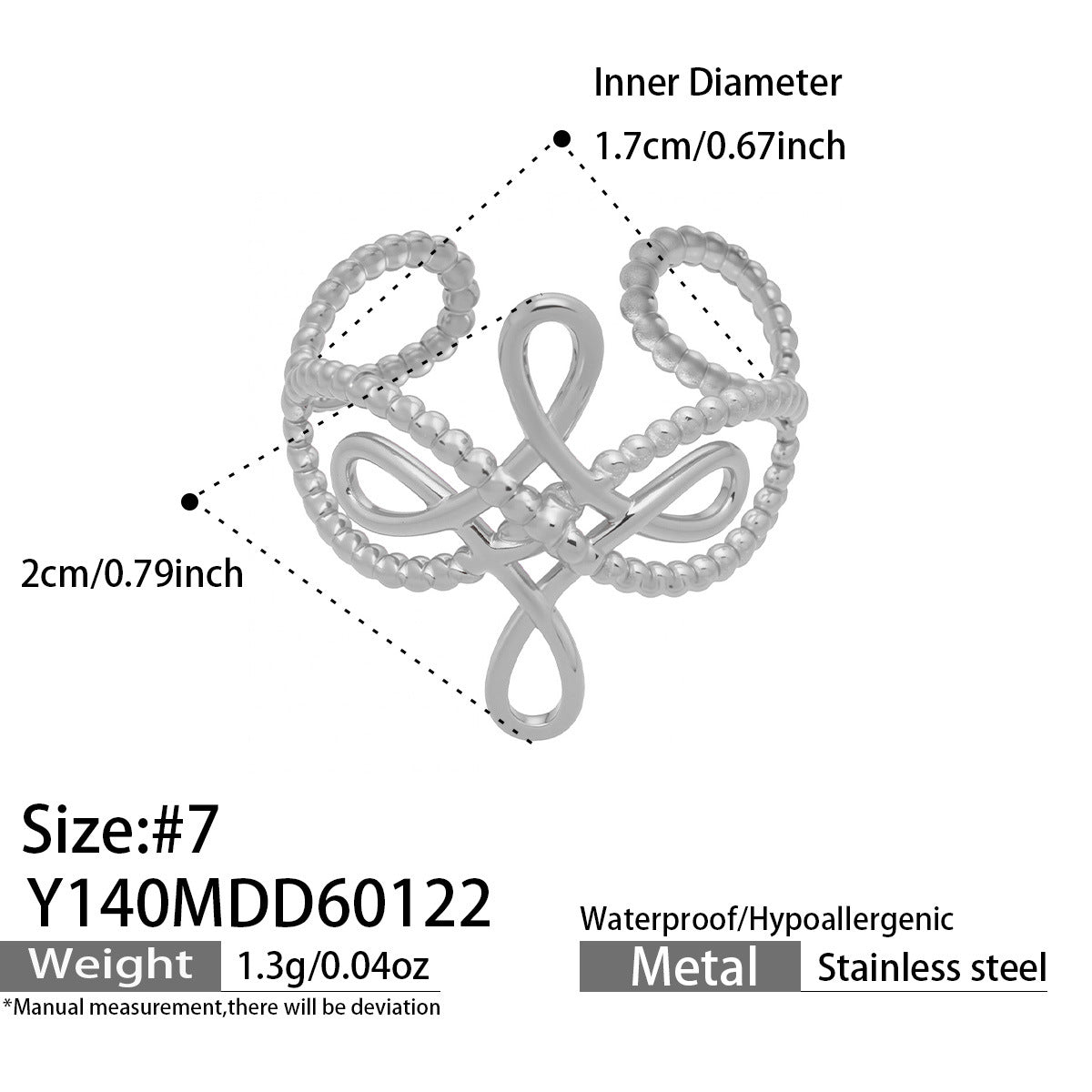 316L Stainless Steel 18K Gold PVD Artistic Flower Irregular Open  Ring