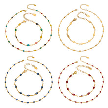 316L Stainless Steel 18K Gold PVD Minimalist Dopamine Color-Block Enamel Necklace & Bracelet Set