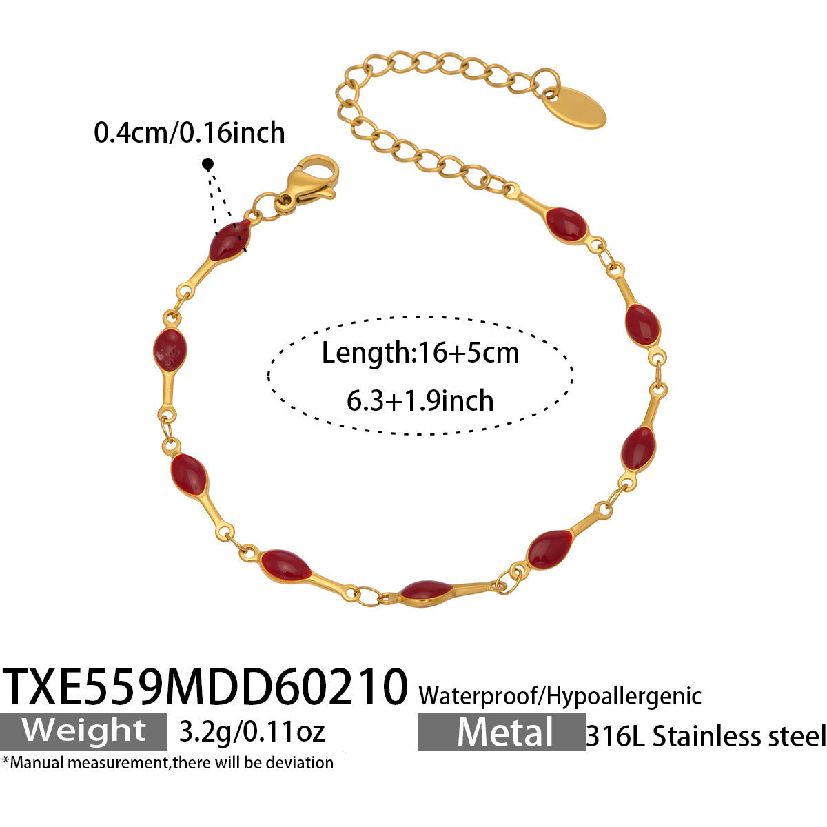 316L Stainless Steel 18K Gold PVD Minimalist Dopamine Color-Block Enamel Necklace & Bracelet Set