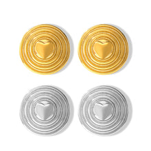 316L Stainless Steel 18K Gold PVD Multi-Layer Circle Heart Shield Stud Earrings