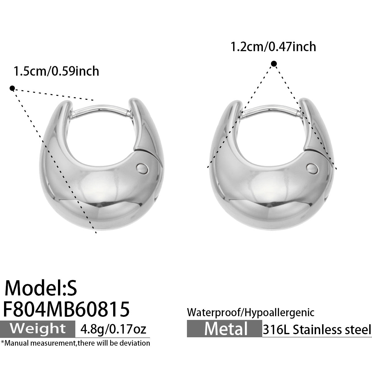 316L Stainless Steel 18K PVD Gold U-Shaped Earrings