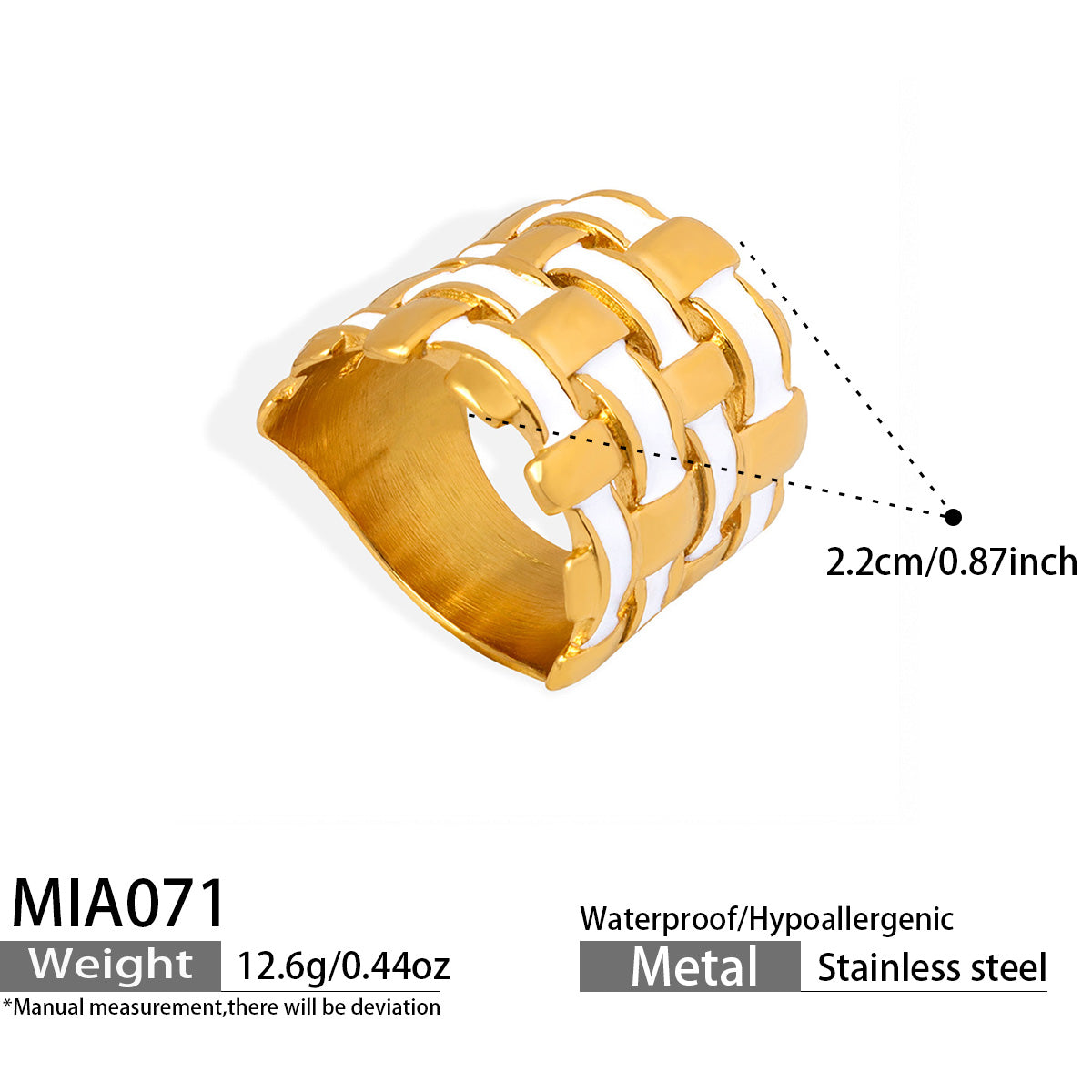 Stainless Steel 18K PVD Gold Enamel Droplet Ring