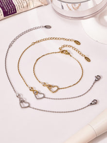 316L Stainless Steel Infinity Heart Zirconia Bracelet & Necklace