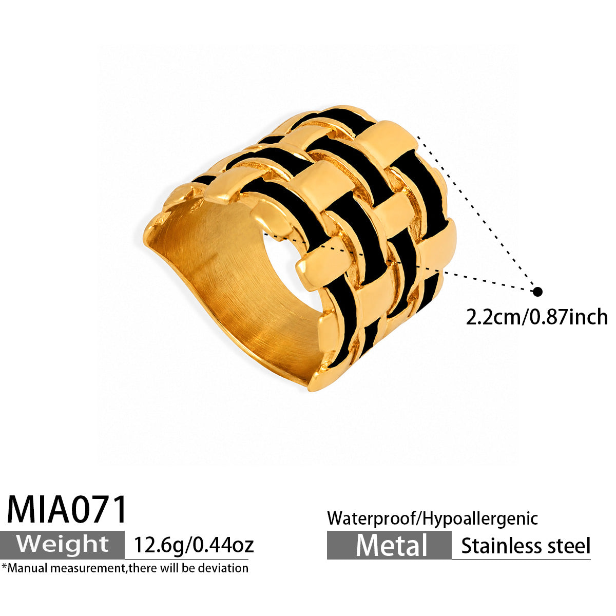 Stainless Steel 18K PVD Gold Enamel Droplet Ring