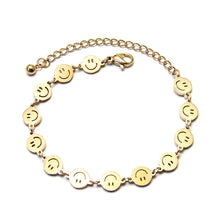 316L Stainless Steel 18K PVD Gold Minimalist Smiley Face Bracelet