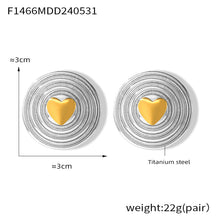 316L Stainless Steel 18K Gold PVD Multi-Layer Circle Heart Shield Stud Earrings