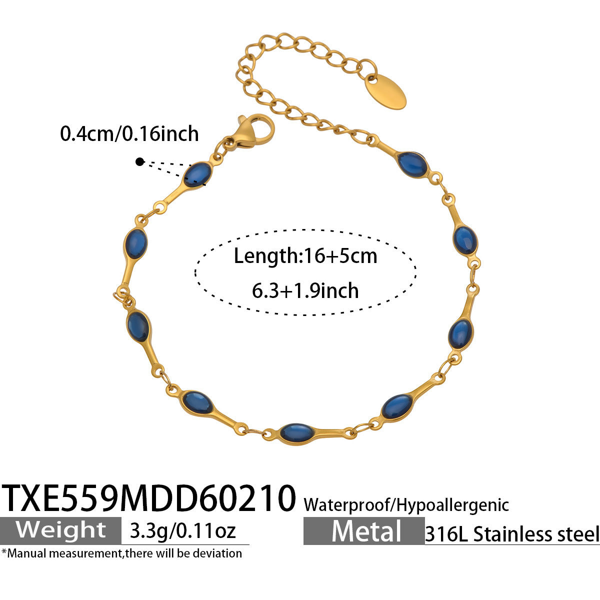 316L Stainless Steel 18K Gold PVD Minimalist Dopamine Color-Block Enamel Necklace & Bracelet Set