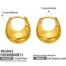 316L Stainless Steel 18K PVD Gold U-Shaped Earrings