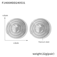 316L Stainless Steel 18K Gold PVD Multi-Layer Circle Heart Shield Stud Earrings