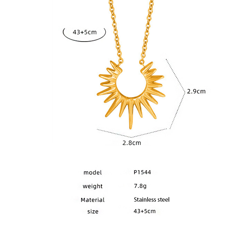 Stainless Steel 18K PVD Gold Geometric Pendant Necklace
