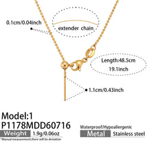 Gold bead chain DIY letter charm necklace base in 316 stainless steel with extender chain, 48.5 cm length and 1.1 cm loading bar