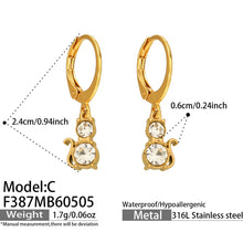 316L Stainless Steel 18K Gold PVD Cat Ear Zircon Earrings