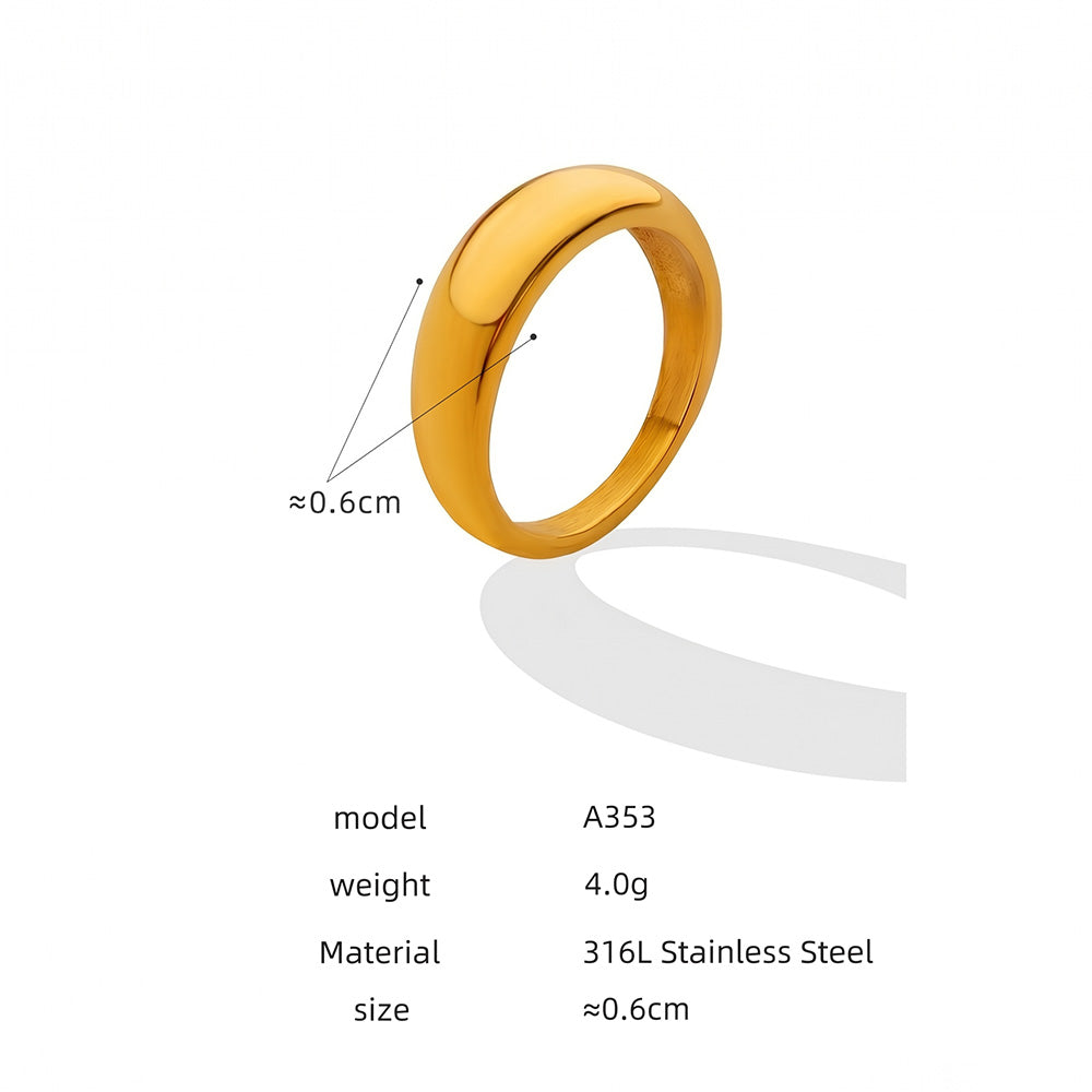 316L Stainless Steel 18K Gold PVD Unisex Minimalist Plain Smooth Band Ring