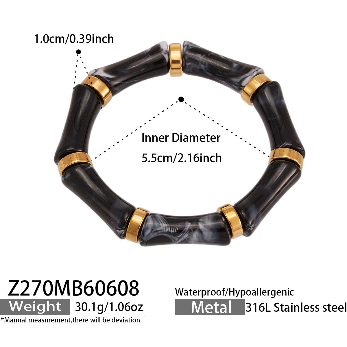 316L Stainless Steel Geometric Resin Bangle Collection made with 316L stainless steel and 18K PVD gold finish for wholesale jewelry buyers - image 11