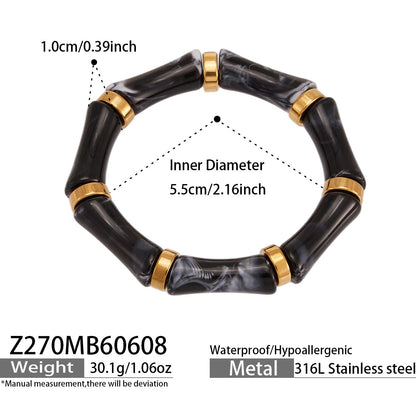 316L Stainless Steel Geometric Resin Bangle Collection made with 316L stainless steel and 18K PVD gold finish for wholesale jewelry buyers - image 11
