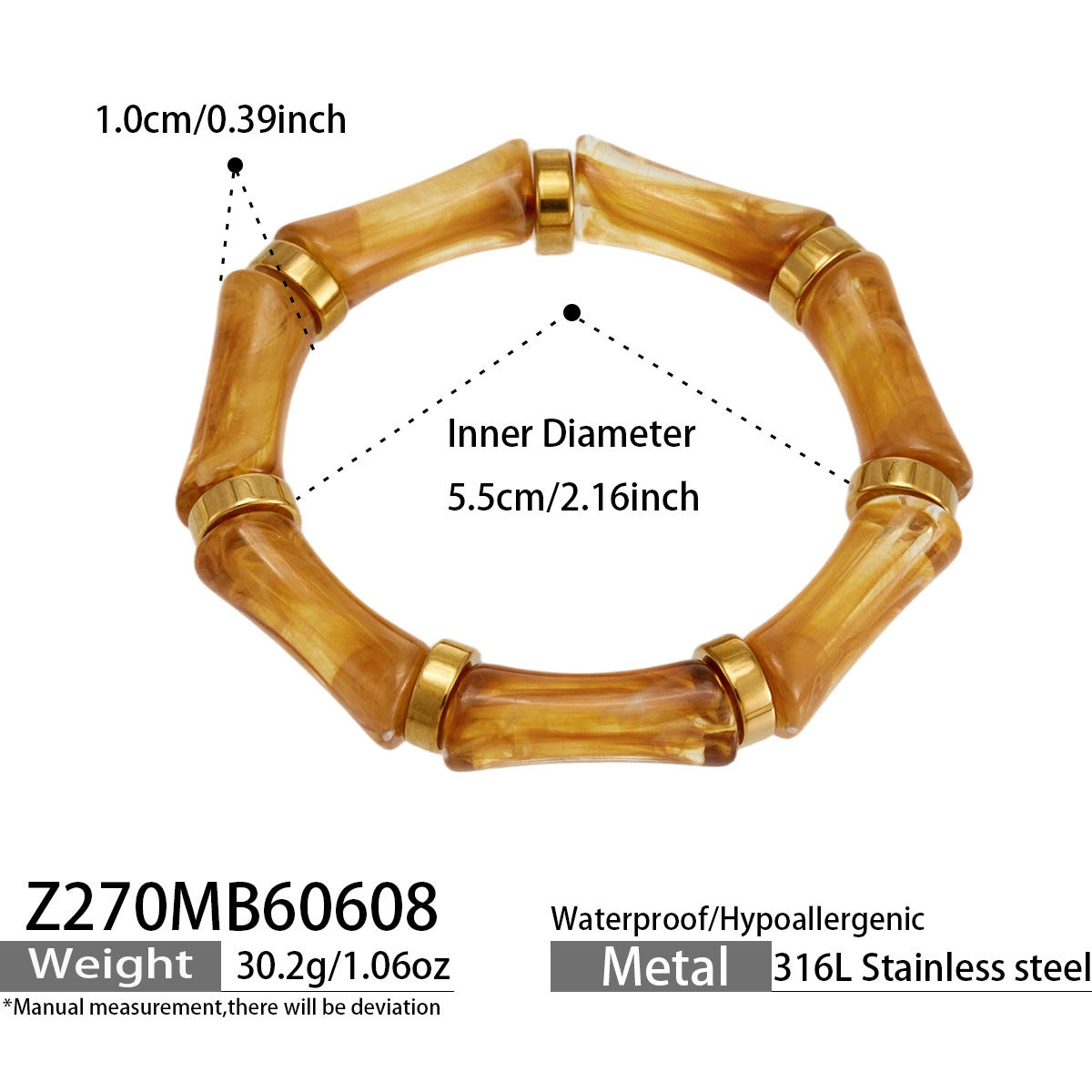316L Stainless Steel Geometric Resin Bangle Collection made with 316L stainless steel and 18K PVD gold finish for wholesale jewelry buyers - image 12